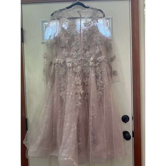 Mac Duggal 30681 Sheer Neckline Illusion Sleeve Dress in Lilac Size 16 NWT - Picture 9 of 12